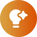 A round orange button with an image of a light bulb.