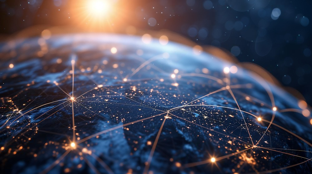 A close up of the earth with lights in it