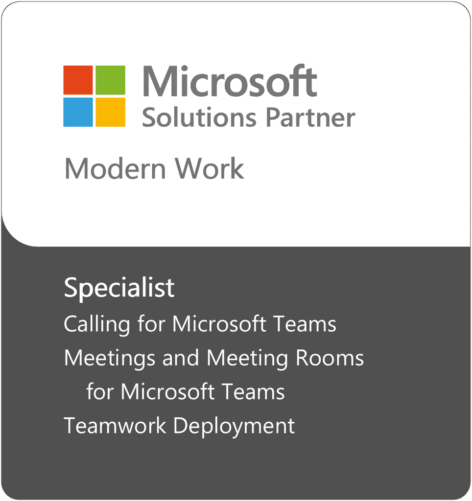 Microsoft Solutions Partner Modern Work certificate.